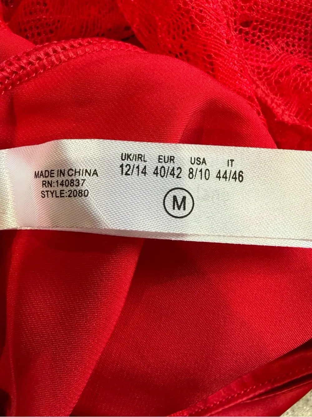 Fredericks of Hollywood Lace Babydoll Size Medium NWT Red Satin Eyelash Lingerie